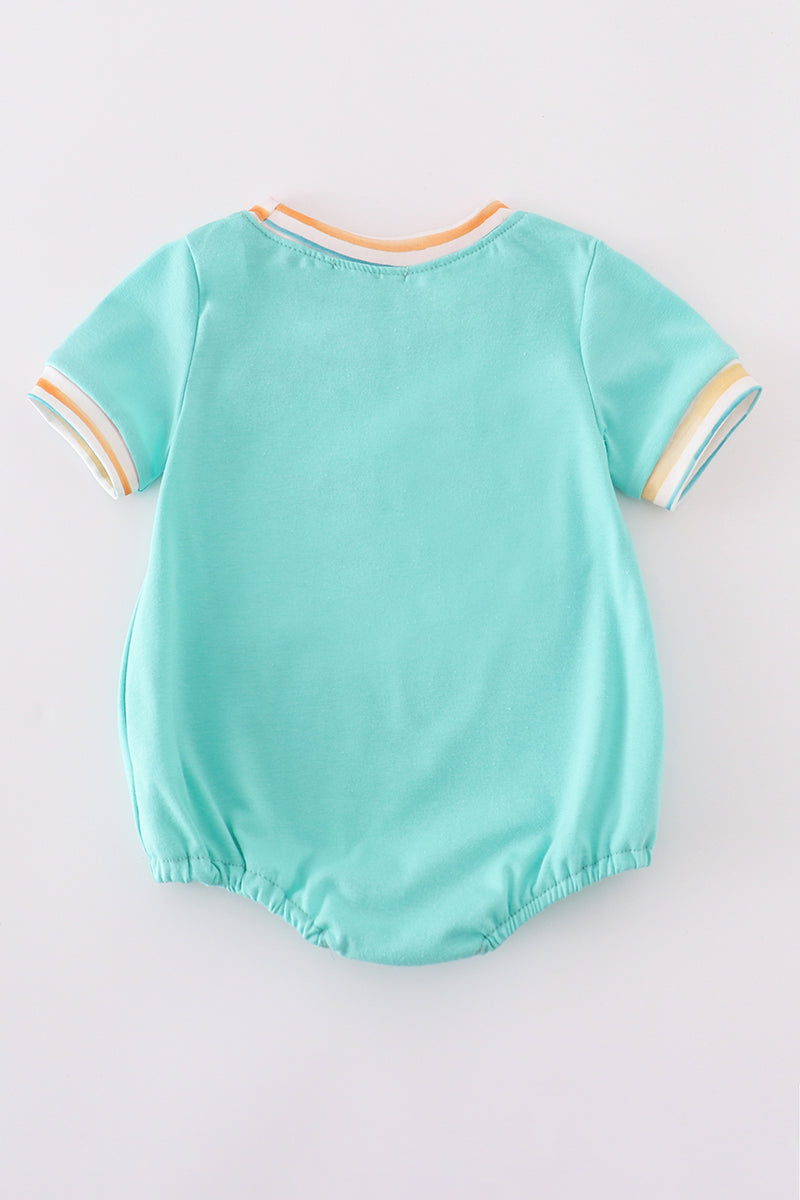 Blue marine creature embroidery smocked bubble
