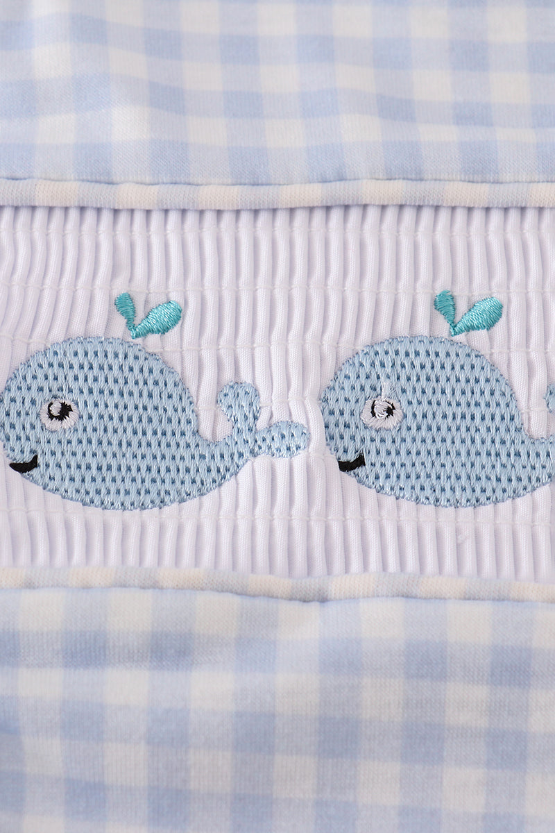 Blue whale embroidery smocked jonjon