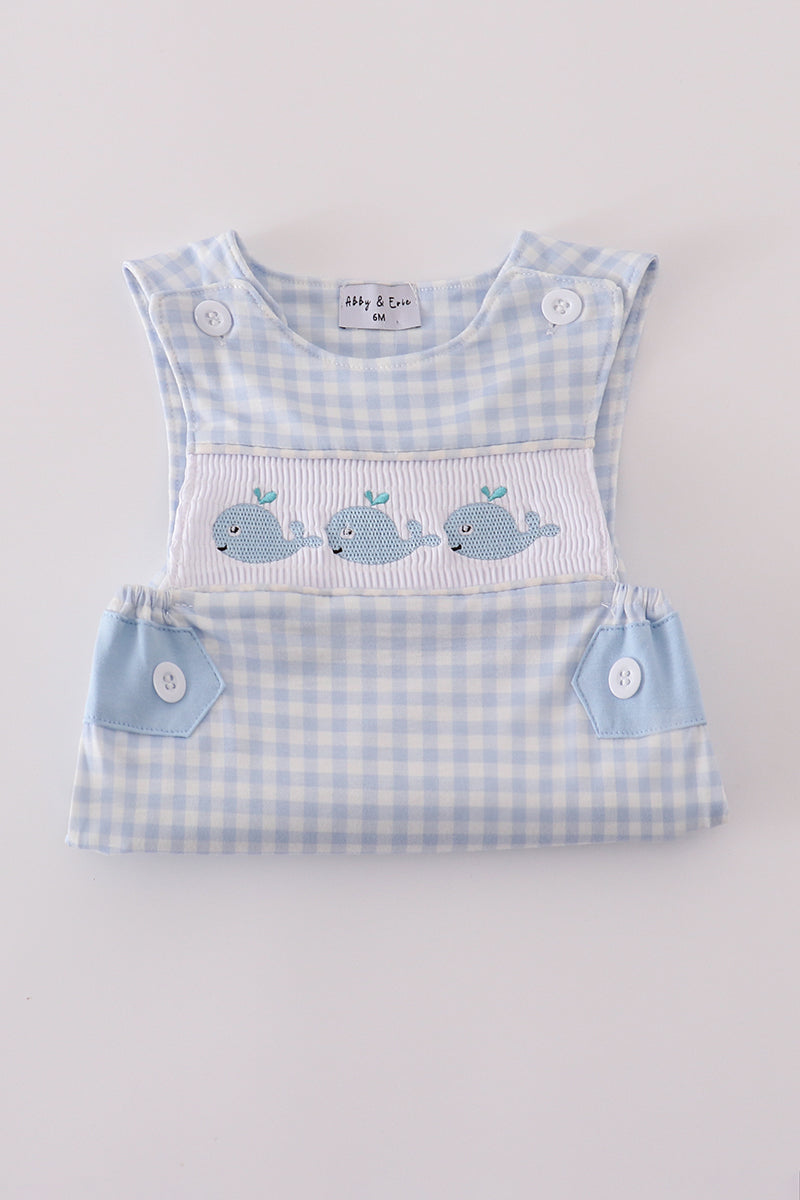 Blue whale embroidery smocked jonjon