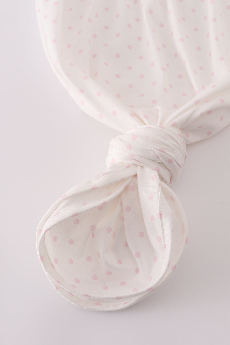 Pink bow embroidery dot gown