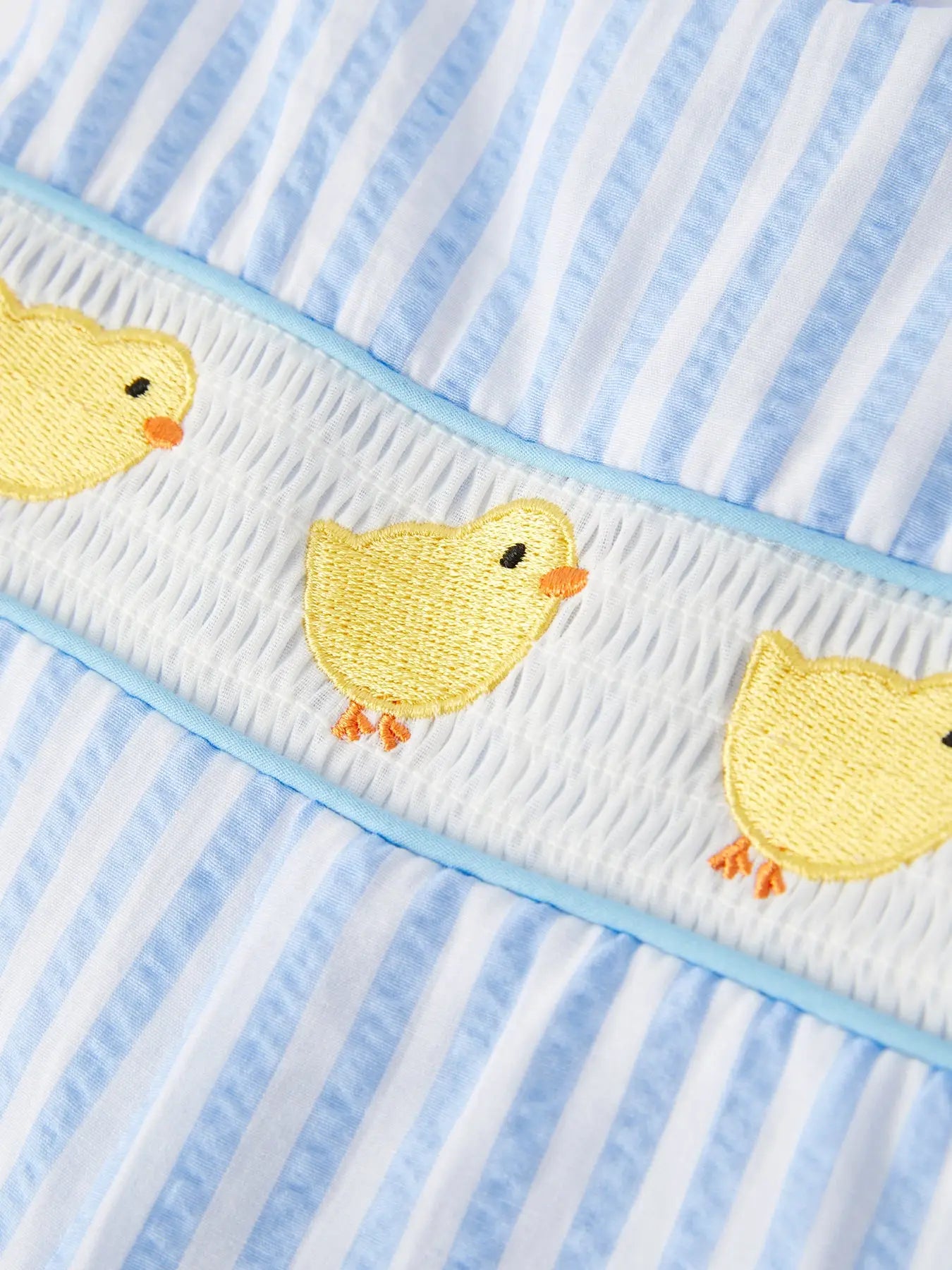 Spring and Summer Chicken Embroidery Blue Boy Romper