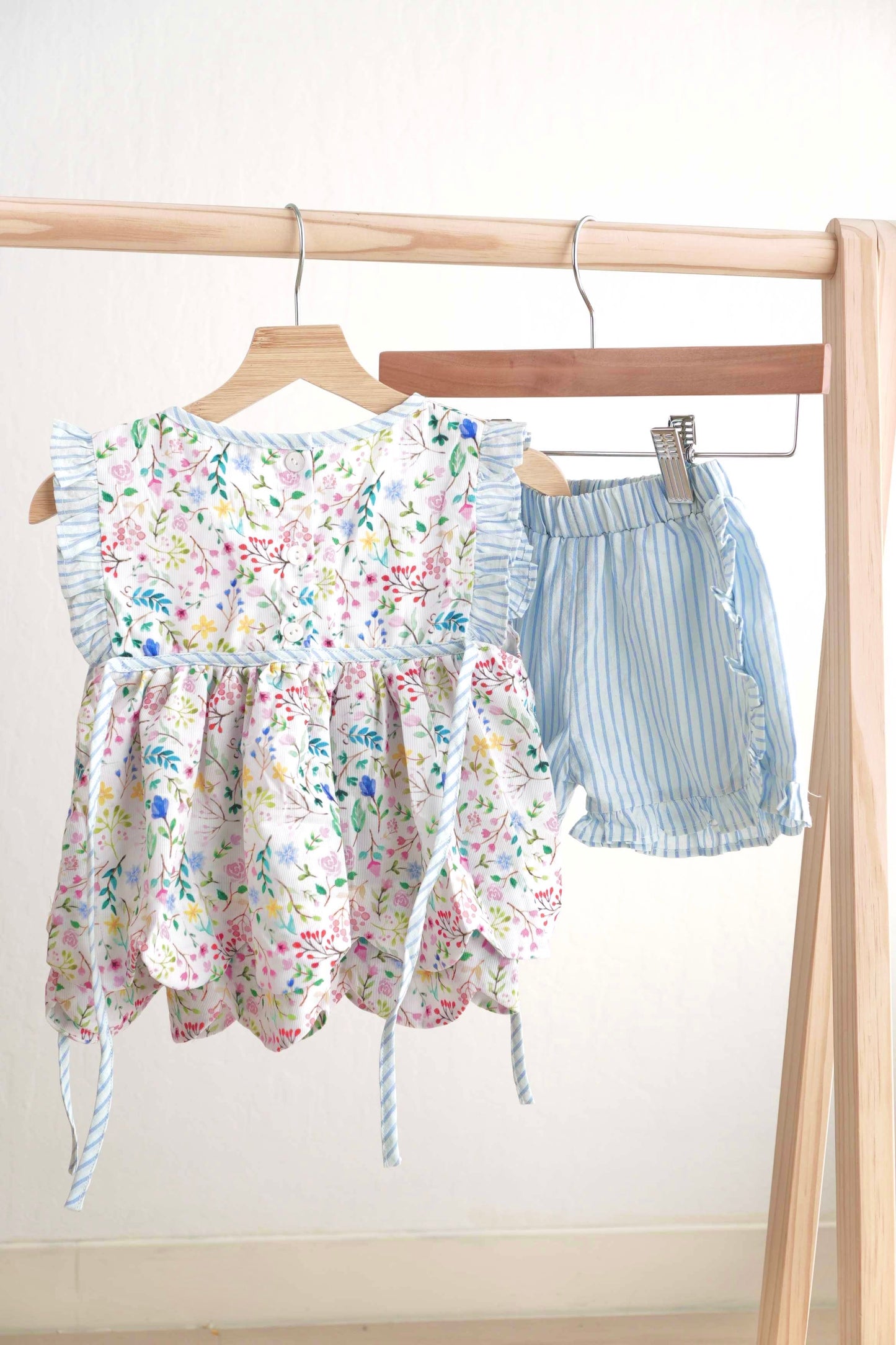 Floral easter bunny hand-smocked girl set
