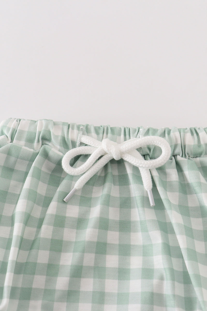 Green smile gingham bloomer set