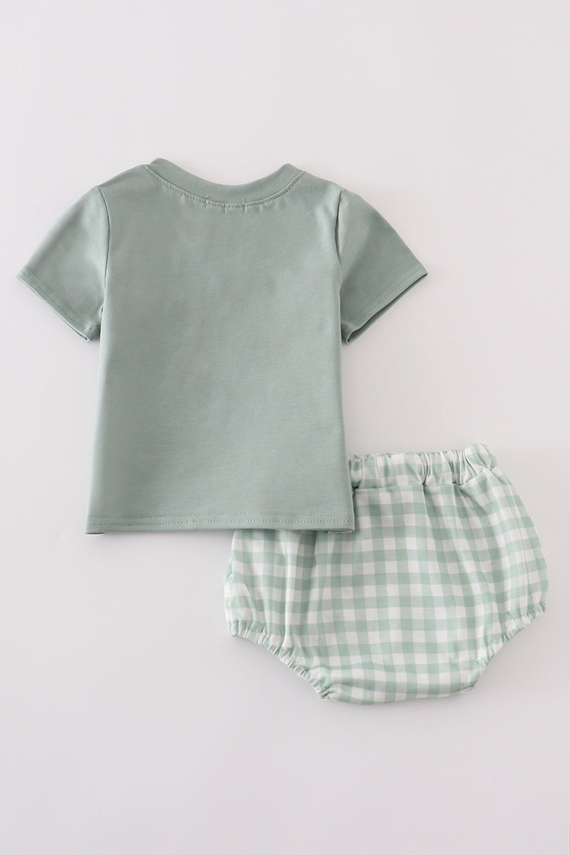 Green smile gingham bloomer set