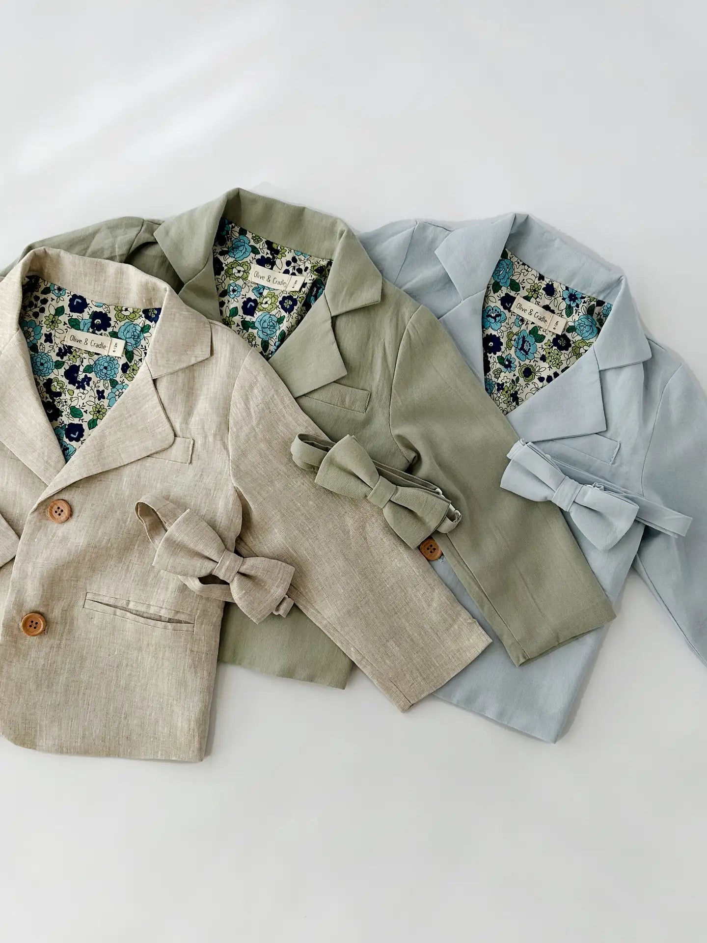 Boys Formal Suit Blazer+Pants 4pc Cotton Linen Casual Set