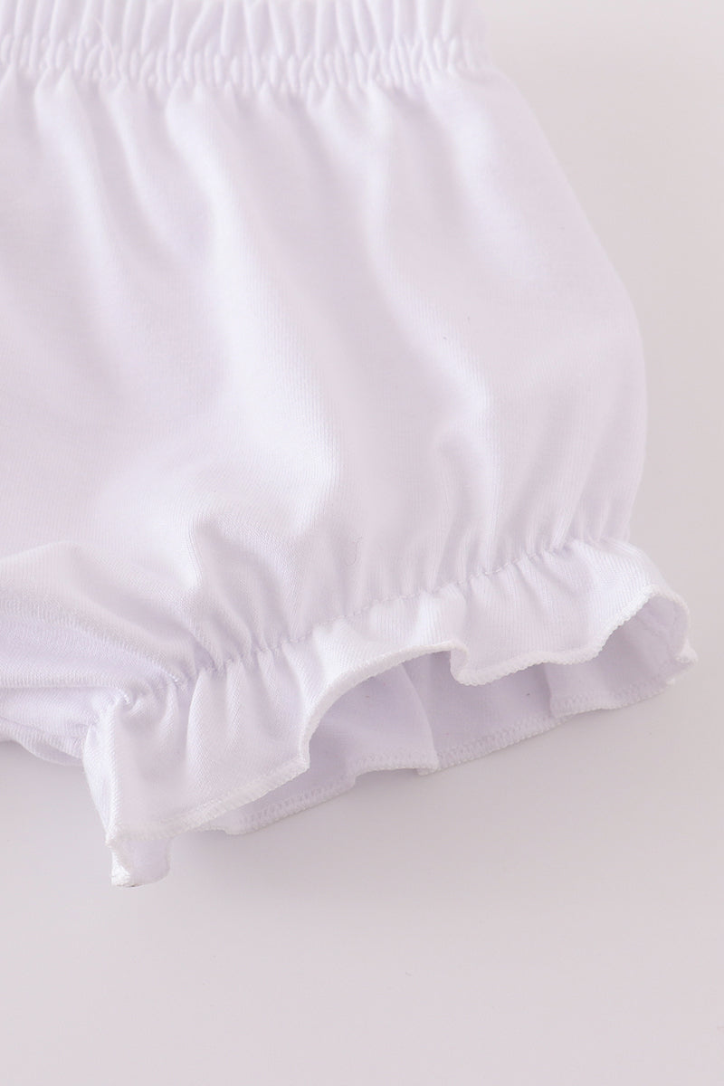 Blue stripe seersucker ruffle bloomer set
