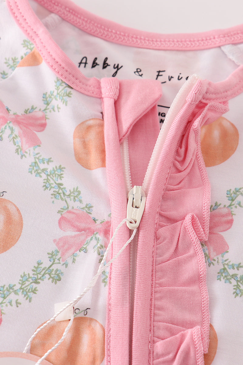 Pink pumpkin bamboo romper