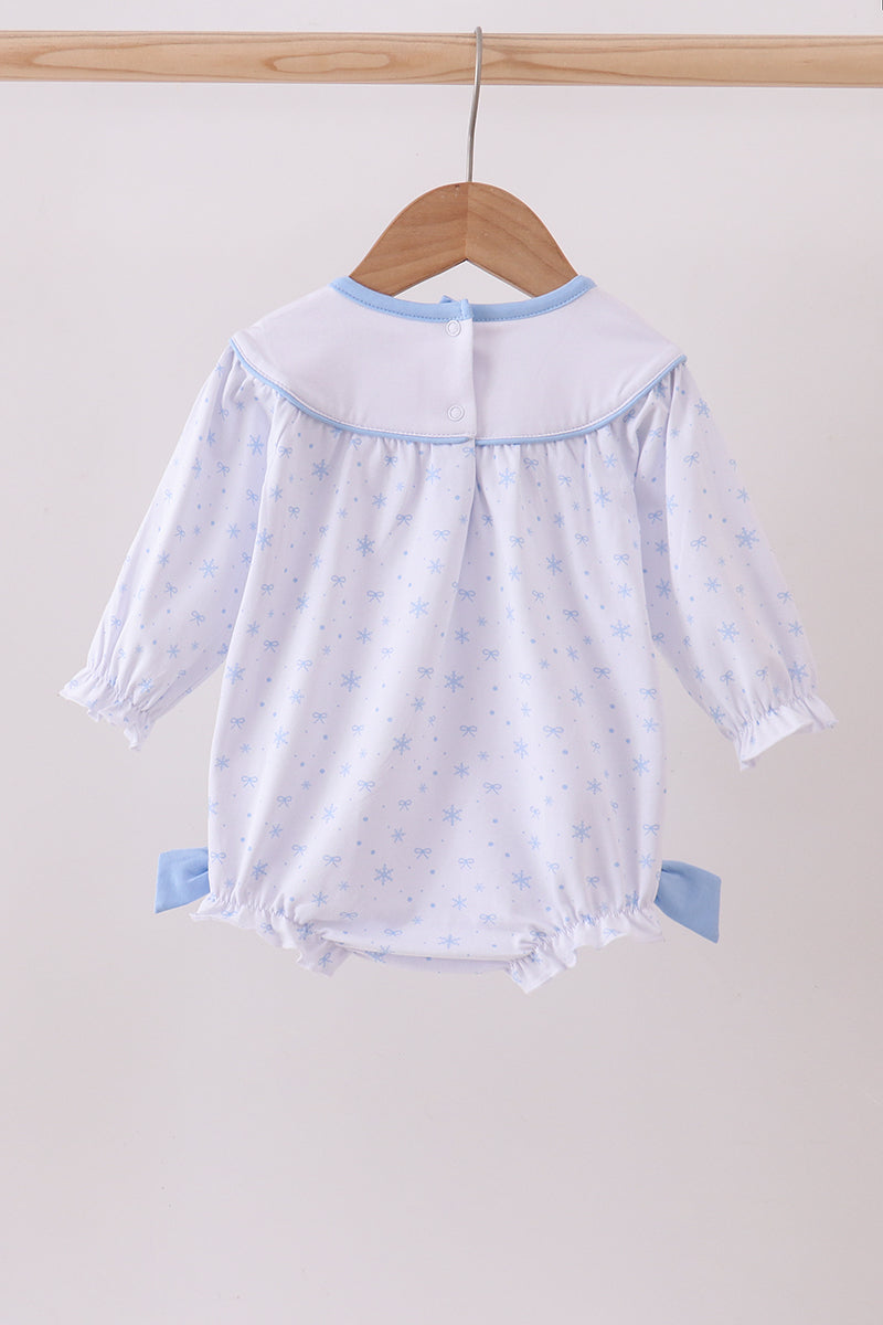 Premium blue snow bow embroidery bubble