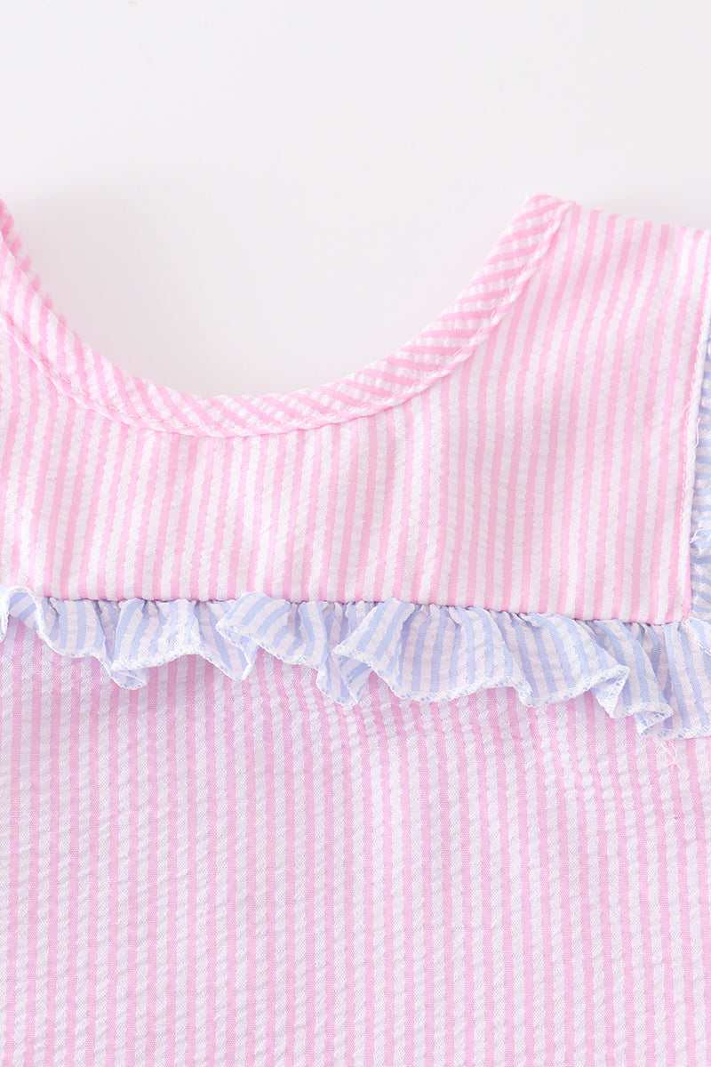 Pink stripe seersucker girl set
