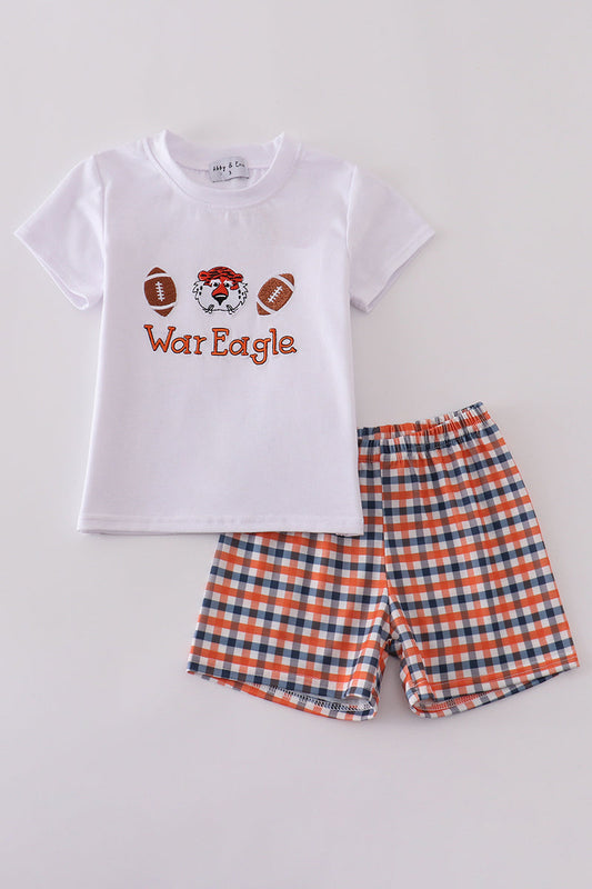 White Auburn war eagle embroidery set