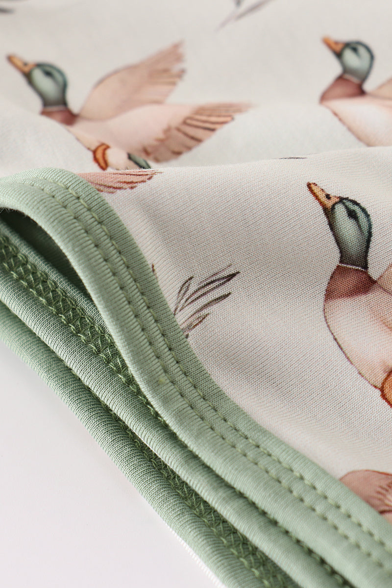 Green duck print bamboo blanket