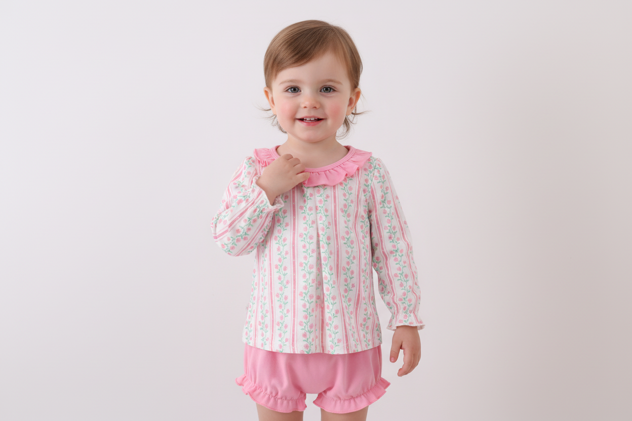 Floral tulip ruffle bloomer set